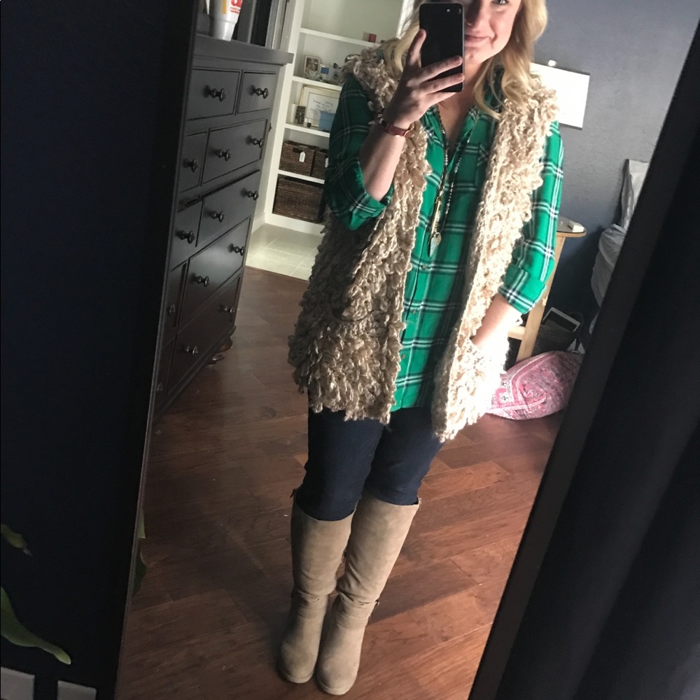 Fuzzy looped sweater vest